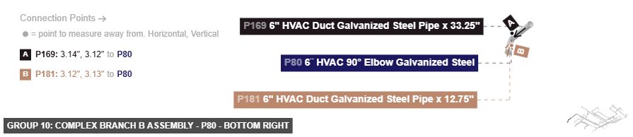 Group 10: Complex Branch B Assembly - Part 6¨ HVAC 90° Elbow Galvanized Steel - bottom_right