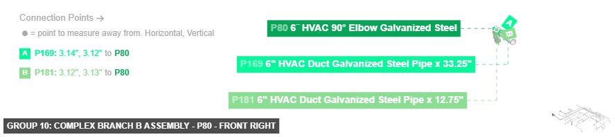 Group 10: Complex Branch B Assembly - Part 6¨ HVAC 90° Elbow Galvanized Steel - front_right