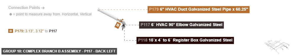 Group 10: Complex Branch B Assembly - Part 6¨ HVAC 90° Elbow Galvanized Steel - back_left