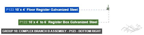 Group 10: Complex Branch B Assembly - Part 10¨x 4¨ Floor Register Galvanized Steel - bottom_right