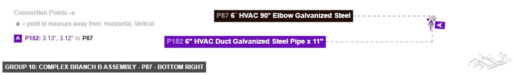 Group 10: Complex Branch B Assembly - Part 6¨ HVAC 90° Elbow Galvanized Steel - bottom_right