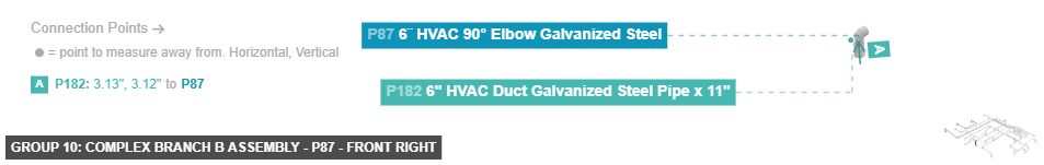 Group 10: Complex Branch B Assembly - Part 6¨ HVAC 90° Elbow Galvanized Steel - front_right
