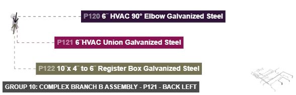 Group 10: Complex Branch B Assembly - Part 6¨HVAC Union Galvanized Steel - back_left