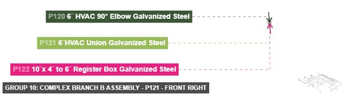 Group 10: Complex Branch B Assembly - Part 6¨HVAC Union Galvanized Steel - front_right