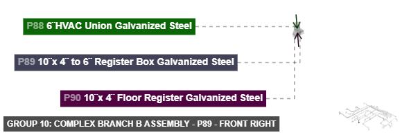 Group 10: Complex Branch B Assembly - Part 10¨x 4¨ to 6¨ Register Box Galvanized Steel - front_right