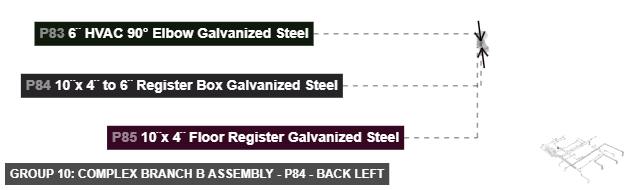 Group 10: Complex Branch B Assembly - Part 10¨x 4¨ to 6¨ Register Box Galvanized Steel - back_left