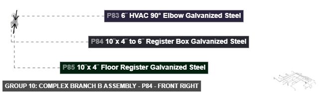 Group 10: Complex Branch B Assembly - Part 10¨x 4¨ to 6¨ Register Box Galvanized Steel - front_right