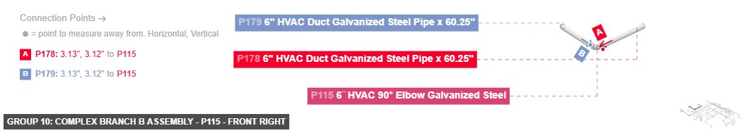 Group 10: Complex Branch B Assembly - Part 6¨ HVAC 90° Elbow Galvanized Steel - front_right