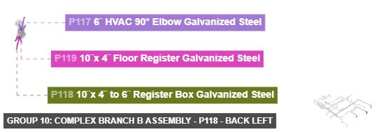Group 10: Complex Branch B Assembly - Part 10¨x 4¨ to 6¨ Register Box Galvanized Steel - back_left