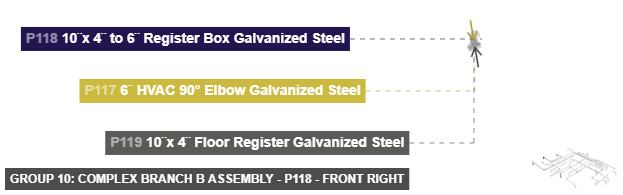 Group 10: Complex Branch B Assembly - Part 10¨x 4¨ to 6¨ Register Box Galvanized Steel - front_right