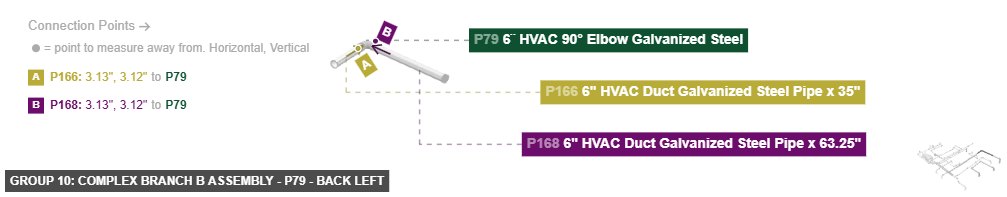 Group 10: Complex Branch B Assembly - Part 6¨ HVAC 90° Elbow Galvanized Steel - back_left