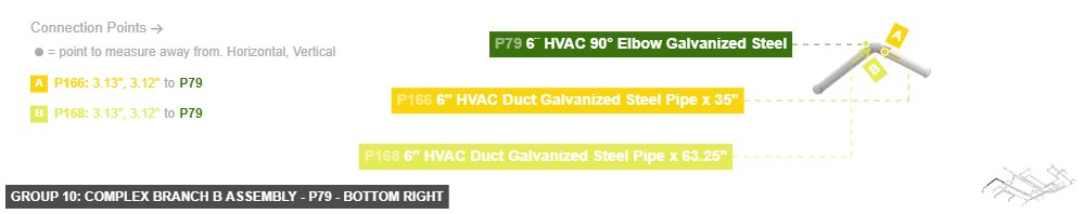 Group 10: Complex Branch B Assembly - Part 6¨ HVAC 90° Elbow Galvanized Steel - bottom_right