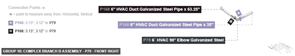 Group 10: Complex Branch B Assembly - Part 6¨ HVAC 90° Elbow Galvanized Steel - front_right