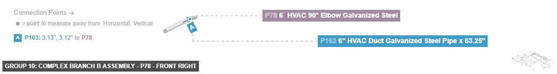 Group 10: Complex Branch B Assembly - Part 6¨ HVAC 90° Elbow Galvanized Steel - front_right
