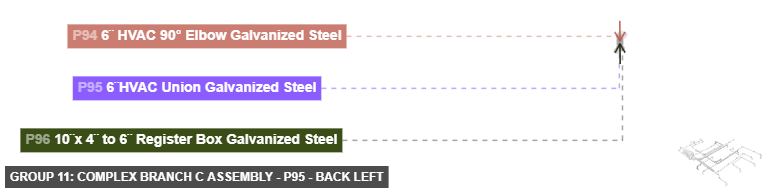 Group 11: Complex Branch C Assembly - Part 6¨HVAC Union Galvanized Steel - back_left
