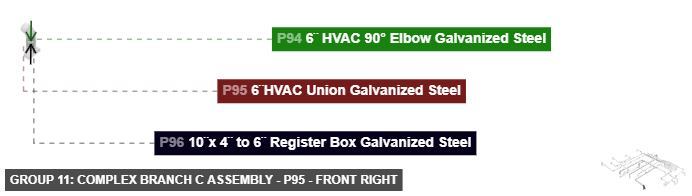 Group 11: Complex Branch C Assembly - Part 6¨HVAC Union Galvanized Steel - front_right