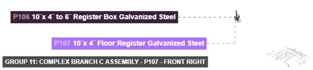 Group 11: Complex Branch C Assembly - Part 10¨x 4¨ Floor Register Galvanized Steel - front_right