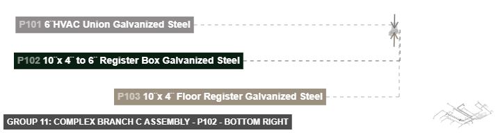 Group 11: Complex Branch C Assembly - Part 10¨x 4¨ to 6¨ Register Box Galvanized Steel - bottom_right