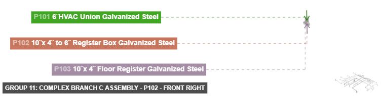 Group 11: Complex Branch C Assembly - Part 10¨x 4¨ to 6¨ Register Box Galvanized Steel - front_right
