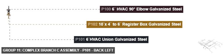 Group 11: Complex Branch C Assembly - Part 6¨HVAC Union Galvanized Steel - back_left