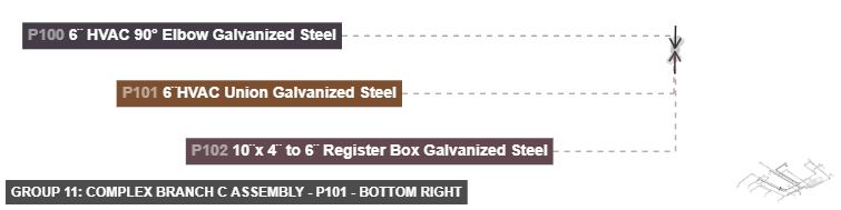 Group 11: Complex Branch C Assembly - Part 6¨HVAC Union Galvanized Steel - bottom_right