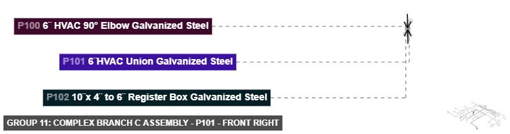 Group 11: Complex Branch C Assembly - Part 6¨HVAC Union Galvanized Steel - front_right