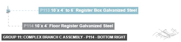 Group 11: Complex Branch C Assembly - Part 10¨x 4¨ Floor Register Galvanized Steel - bottom_right