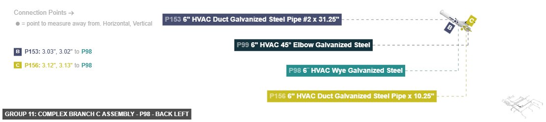 Group 11: Complex Branch C Assembly - Part 6¨ HVAC Wye Galvanized Steel - back_left