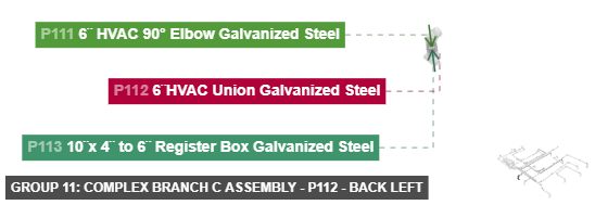 Group 11: Complex Branch C Assembly - Part 6¨HVAC Union Galvanized Steel - back_left