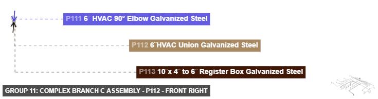 Group 11: Complex Branch C Assembly - Part 6¨HVAC Union Galvanized Steel - front_right