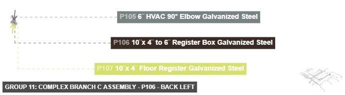 Group 11: Complex Branch C Assembly - Part 10¨x 4¨ to 6¨ Register Box Galvanized Steel - back_left