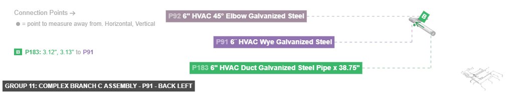 Group 11: Complex Branch C Assembly - Part 6¨ HVAC Wye Galvanized Steel - back_left