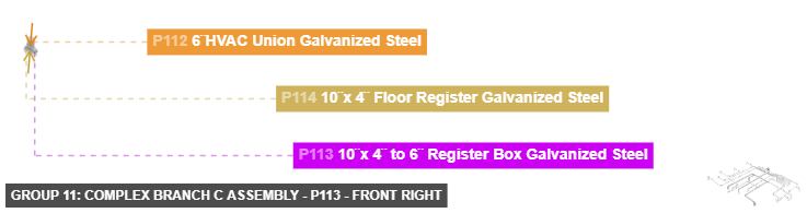 Group 11: Complex Branch C Assembly - Part 10¨x 4¨ to 6¨ Register Box Galvanized Steel - front_right