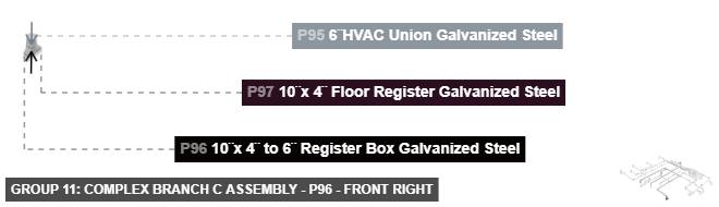 Group 11: Complex Branch C Assembly - Part 10¨x 4¨ to 6¨ Register Box Galvanized Steel - front_right
