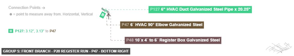 Group 5: Front Branch - P20 Register Run - Part 6¨ HVAC 90° Elbow Galvanized Steel - bottom_right