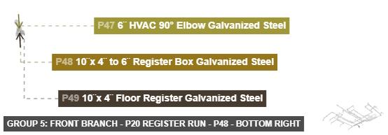 Group 5: Front Branch - P20 Register Run - Part 10¨x 4¨ to 6¨ Register Box Galvanized Steel - bottom_right