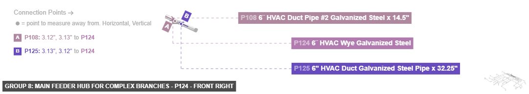 Group 8: Main Feeder Hub for Complex Branches - Part 6¨ HVAC Wye Galvanized Steel - front_right