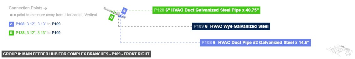 Group 8: Main Feeder Hub for Complex Branches - Part 6¨ HVAC Wye Galvanized Steel - front_right