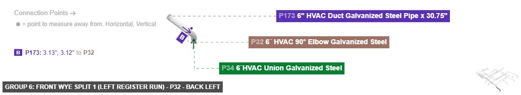 Group 6: Front Wye Split 1 (Left Register Run) - Part 6¨ HVAC 90° Elbow Galvanized Steel - back_left