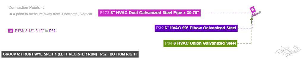 Group 6: Front Wye Split 1 (Left Register Run) - Part 6¨ HVAC 90° Elbow Galvanized Steel - bottom_right