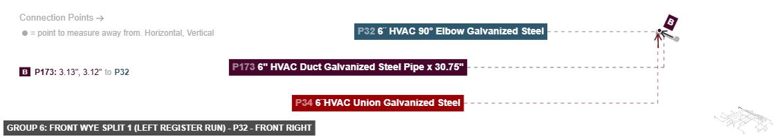 Group 6: Front Wye Split 1 (Left Register Run) - Part 6¨ HVAC 90° Elbow Galvanized Steel - front_right
