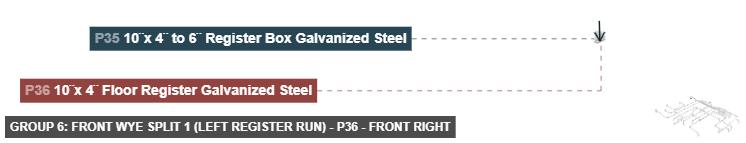 Group 6: Front Wye Split 1 (Left Register Run) - Part 10¨x 4¨ Floor Register Galvanized Steel - front_right
