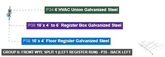 Group 6: Front Wye Split 1 (Left Register Run) - Part 10¨x 4¨ to 6¨ Register Box Galvanized Steel - back_left