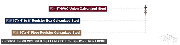 Group 6: Front Wye Split 1 (Left Register Run) - Part 10¨x 4¨ to 6¨ Register Box Galvanized Steel - front_right