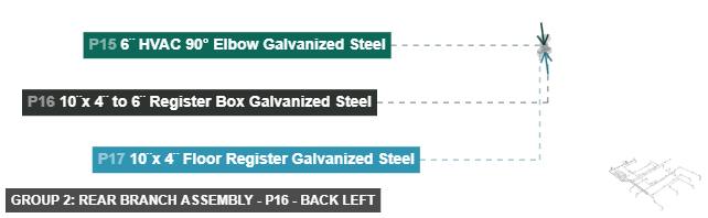 Group 2: Rear Branch Assembly - Part 10¨x 4¨ to 6¨ Register Box Galvanized Steel - back_left