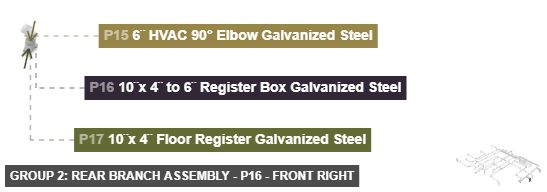 Group 2: Rear Branch Assembly - Part 10¨x 4¨ to 6¨ Register Box Galvanized Steel - front_right