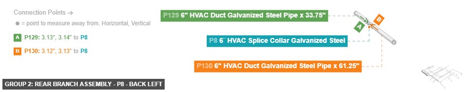 Group 2: Rear Branch Assembly - Part 6¨ HVAC Splice Collar Galvanized Steel - back_left