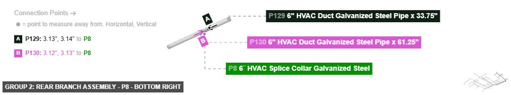 Group 2: Rear Branch Assembly - Part 6¨ HVAC Splice Collar Galvanized Steel - bottom_right