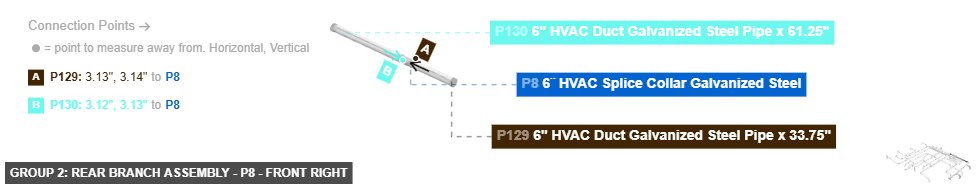 Group 2: Rear Branch Assembly - Part 6¨ HVAC Splice Collar Galvanized Steel - front_right