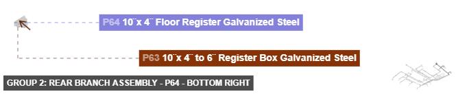 Group 2: Rear Branch Assembly - Part 10¨x 4¨ Floor Register Galvanized Steel - bottom_right